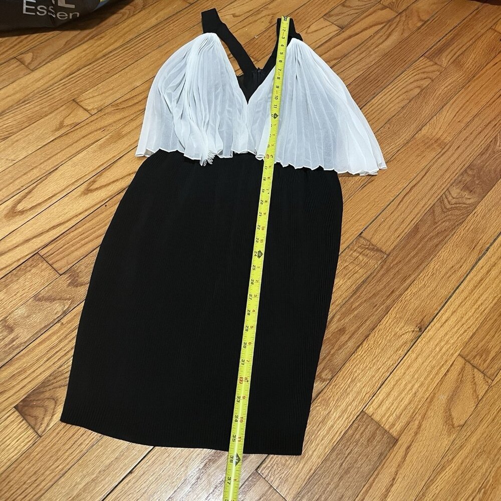 Sandro Black White Pleated Plisse‎ Mini Dress Size 1 - Picture 11 of 12